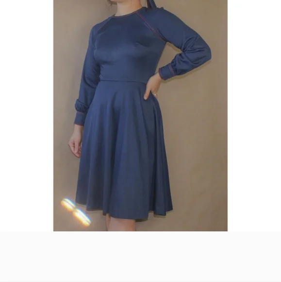 Vtg 70's hand made preppy swing sailor dress - Picture 6 of 6